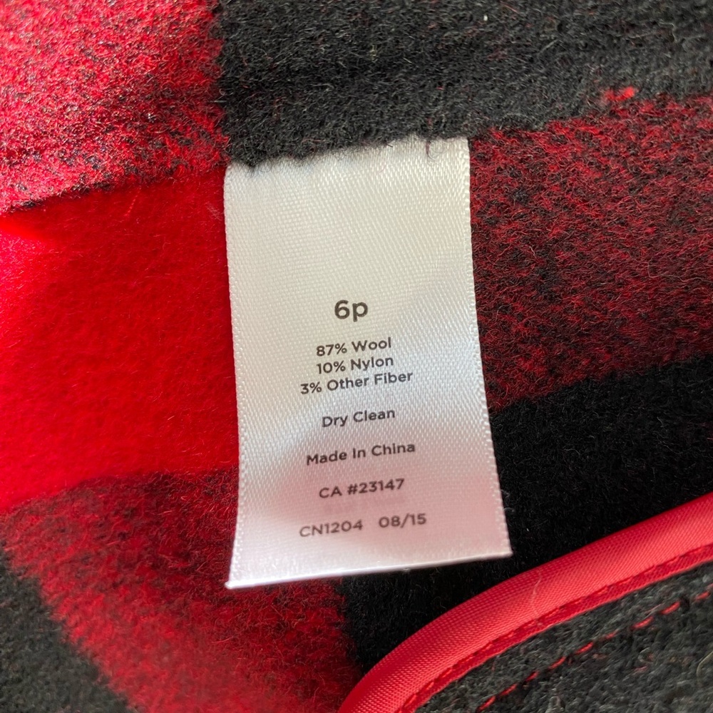 TALBOTS Petites Red & Black Wool Zip Front Jacket | Size 6P - Picture 9 of 12